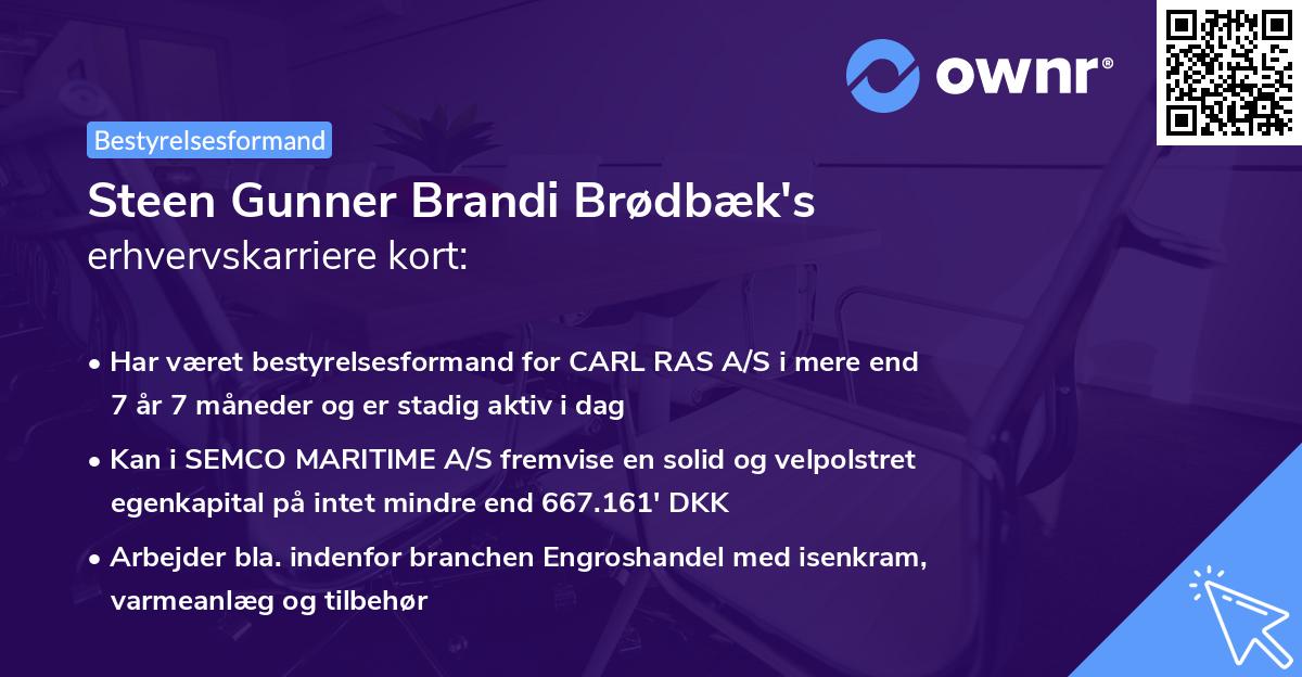 Steen Gunner Brandi Brødbæk's erhvervskarriere kort