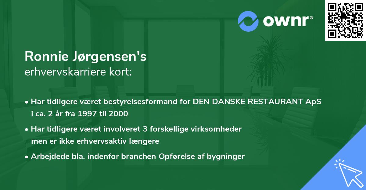 Ronnie Jørgensen's erhvervskarriere kort
