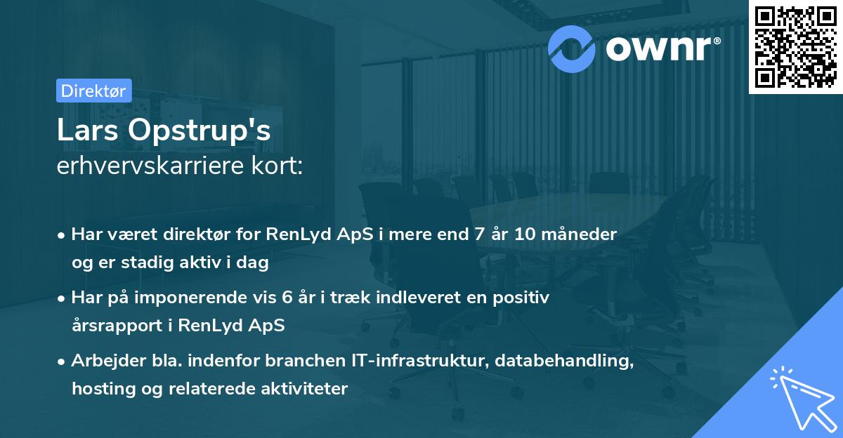 Lars Opstrup's erhvervskarriere kort