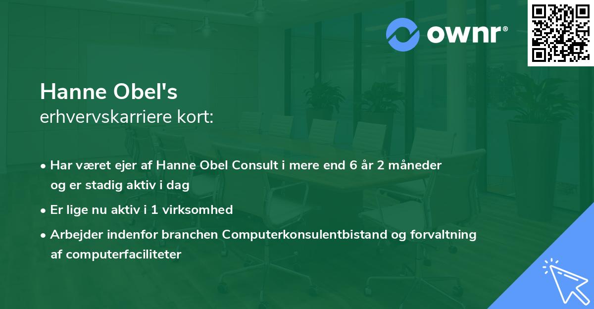 Hanne Obel's erhvervskarriere kort