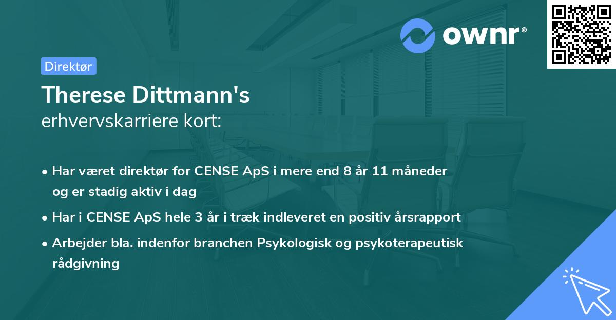 Therese Dittmann's erhvervskarriere kort