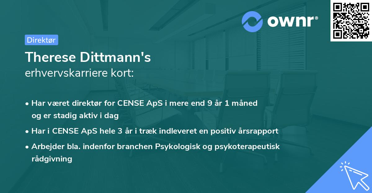 Therese Dittmann's erhvervskarriere kort