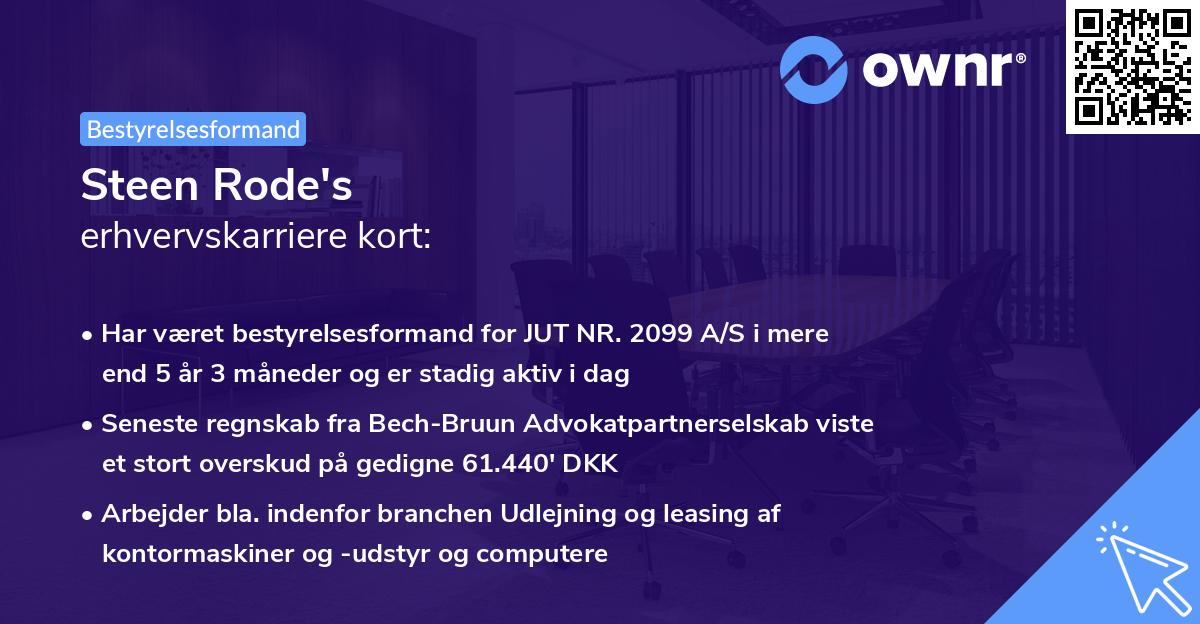 Steen Rode's erhvervskarriere kort