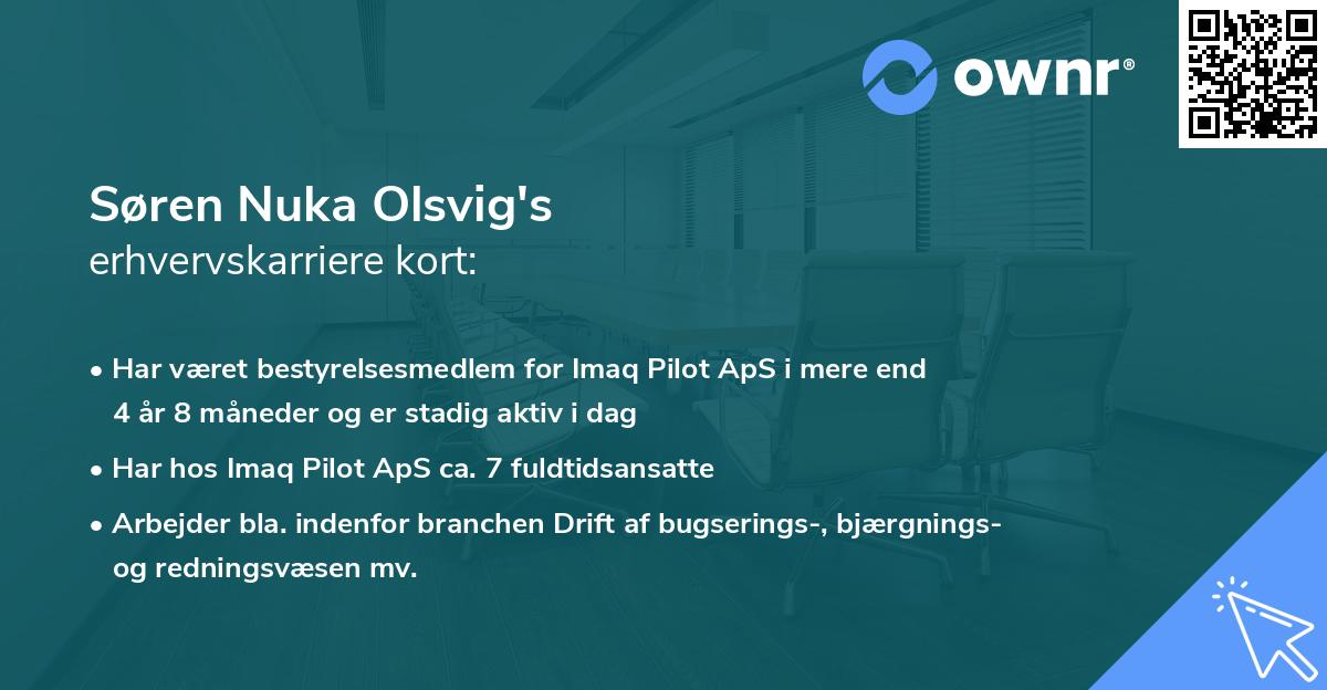 Søren Nuka Olsvig's erhvervskarriere kort