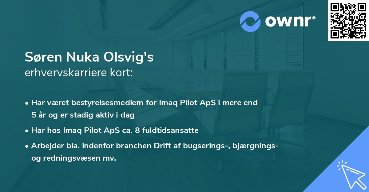 Søren Nuka Olsvig's erhvervskarriere kort