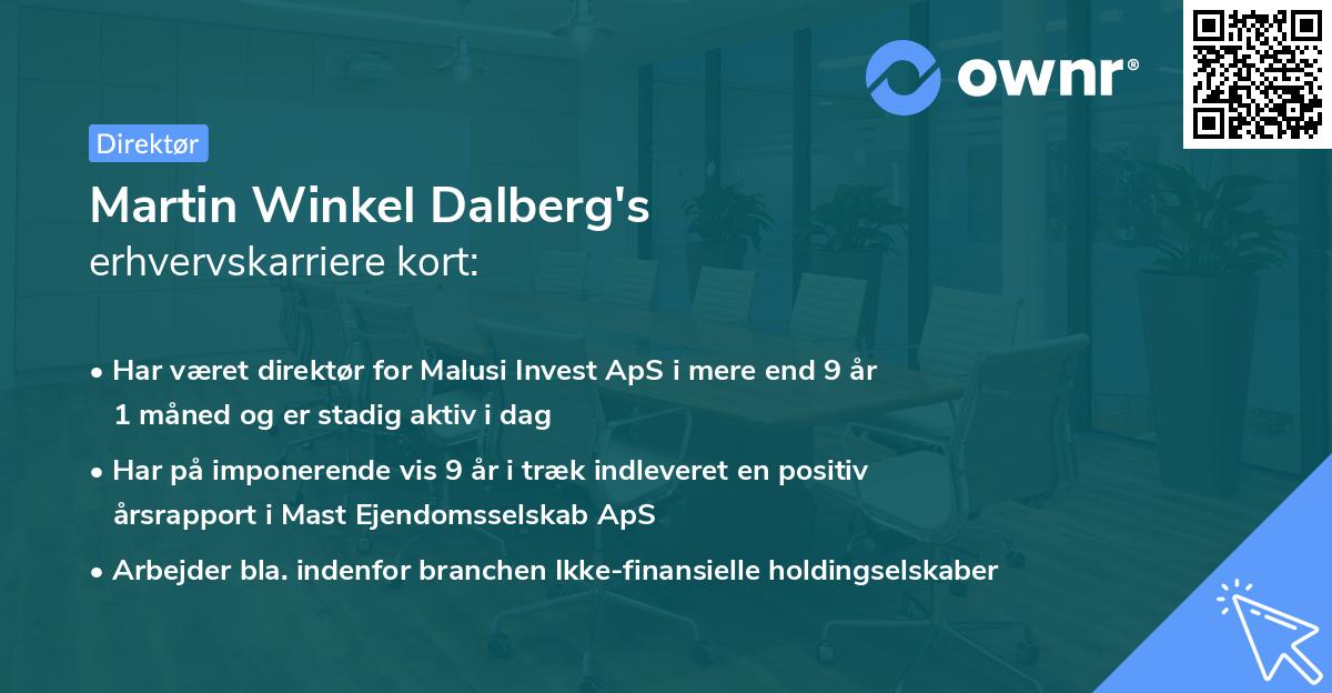 Martin Winkel Dalberg's erhvervskarriere kort