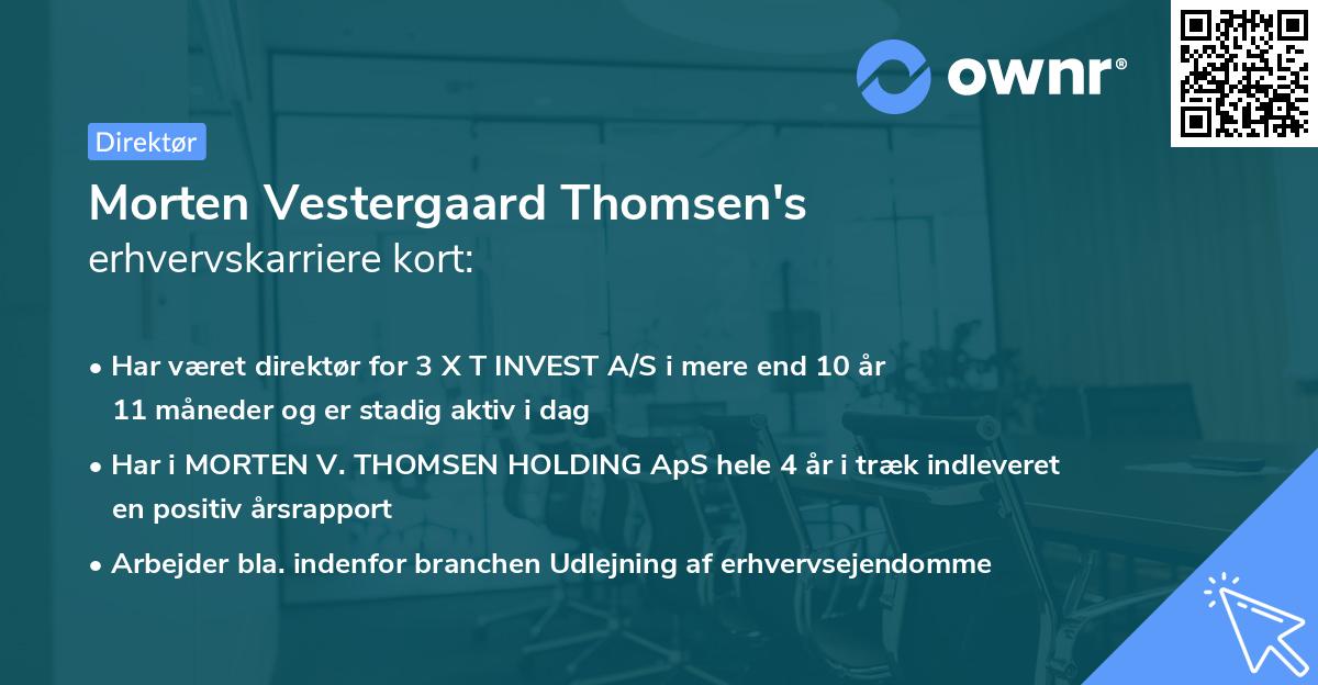 Morten Vestergaard Thomsen's erhvervskarriere kort