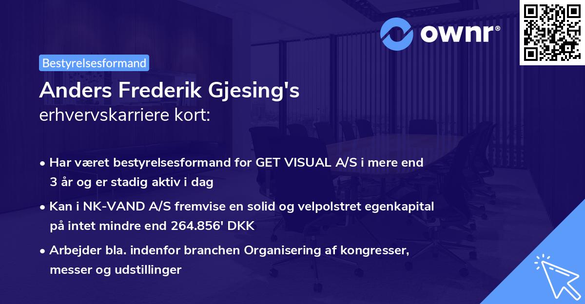 Anders Frederik Gjesing's erhvervskarriere kort