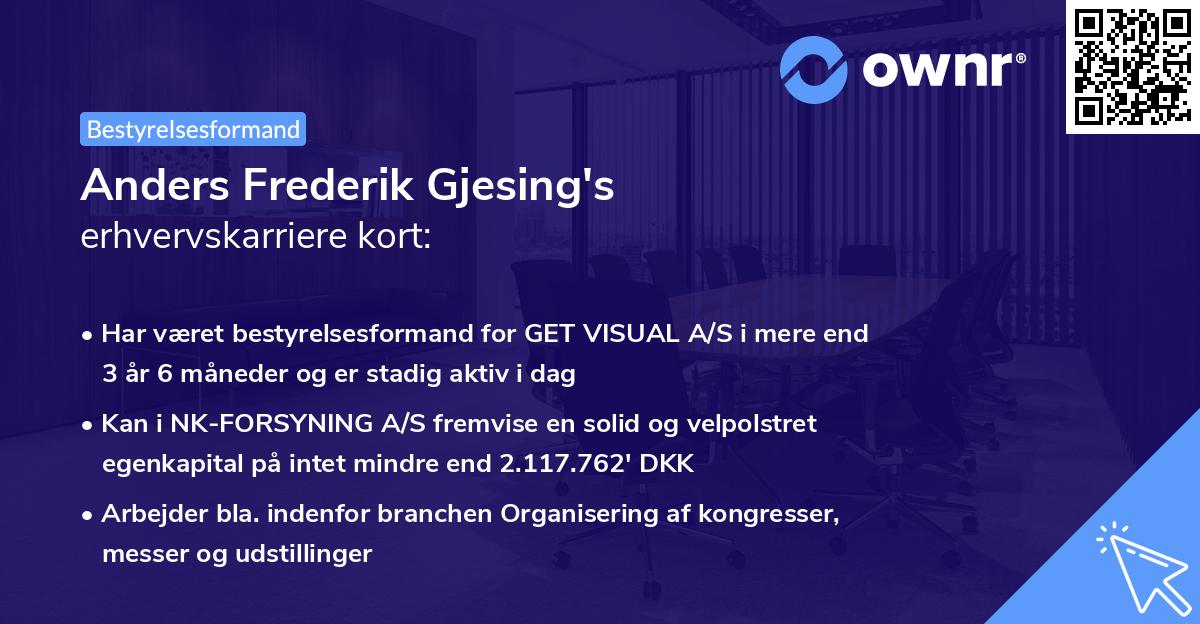 Anders Frederik Gjesing's erhvervskarriere kort