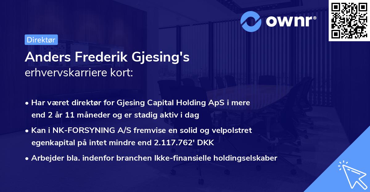 Anders Frederik Gjesing's erhvervskarriere kort