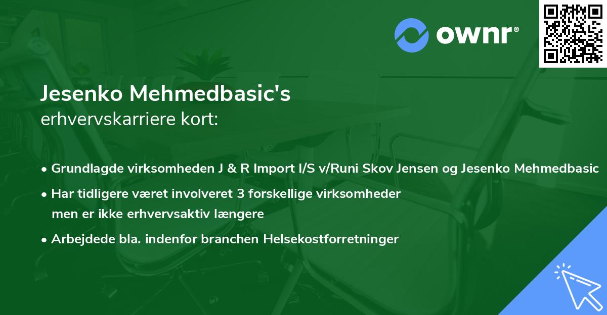 Jesenko Mehmedbasic's erhvervskarriere kort