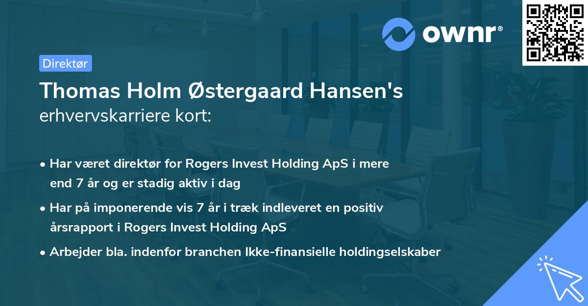 Thomas Holm Østergaard Hansen's erhvervskarriere kort