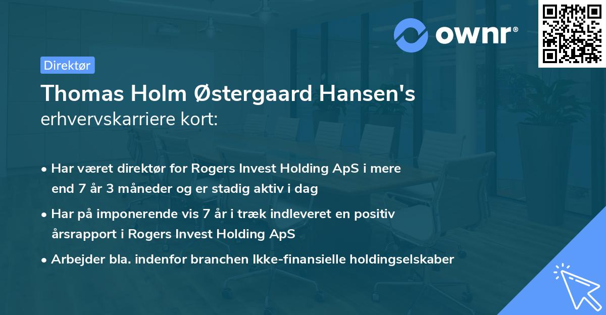 Thomas Holm Østergaard Hansen's erhvervskarriere kort