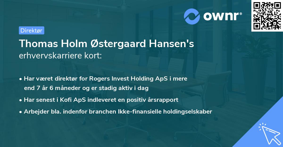 Thomas Holm Østergaard Hansen's erhvervskarriere kort