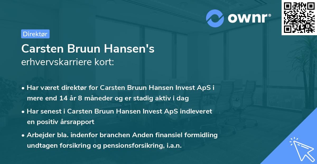 Carsten Bruun Hansen's erhvervskarriere kort