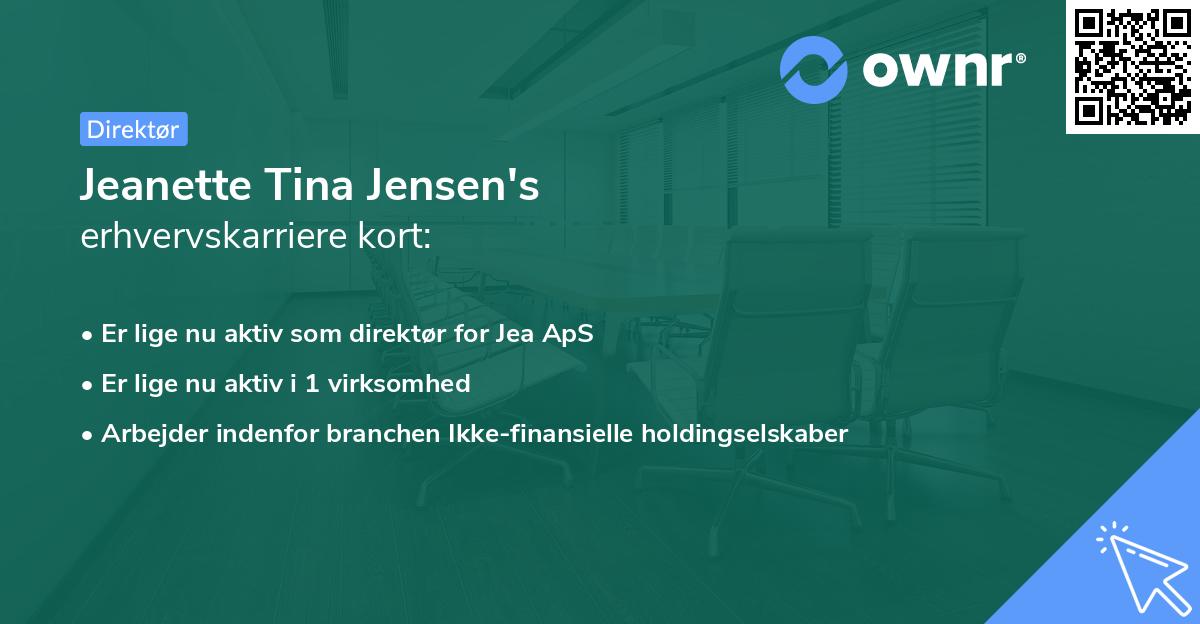 Jeanette Tina Jensen's erhvervskarriere kort
