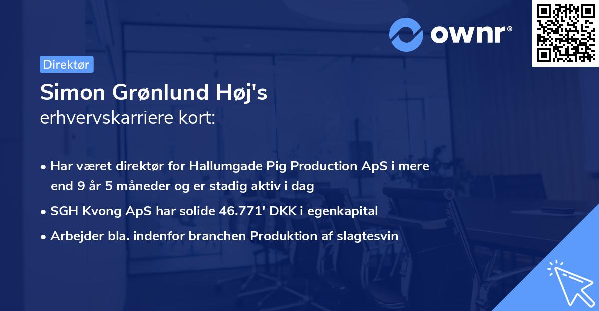 Simon Grønlund Høj's erhvervskarriere kort