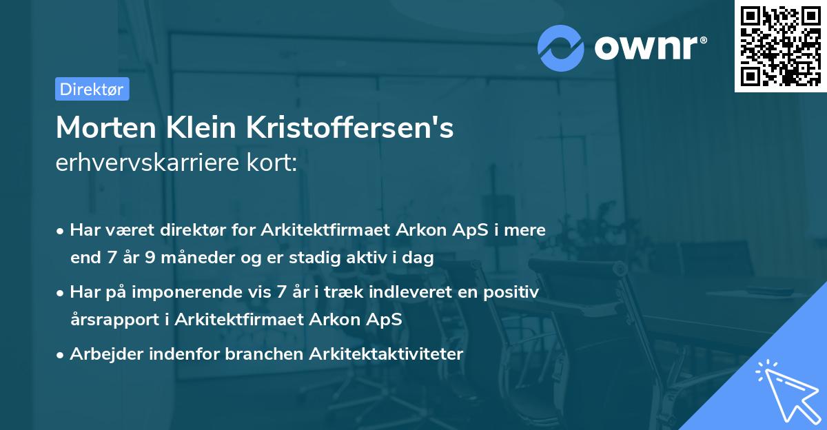 Morten Klein Kristoffersen's erhvervskarriere kort