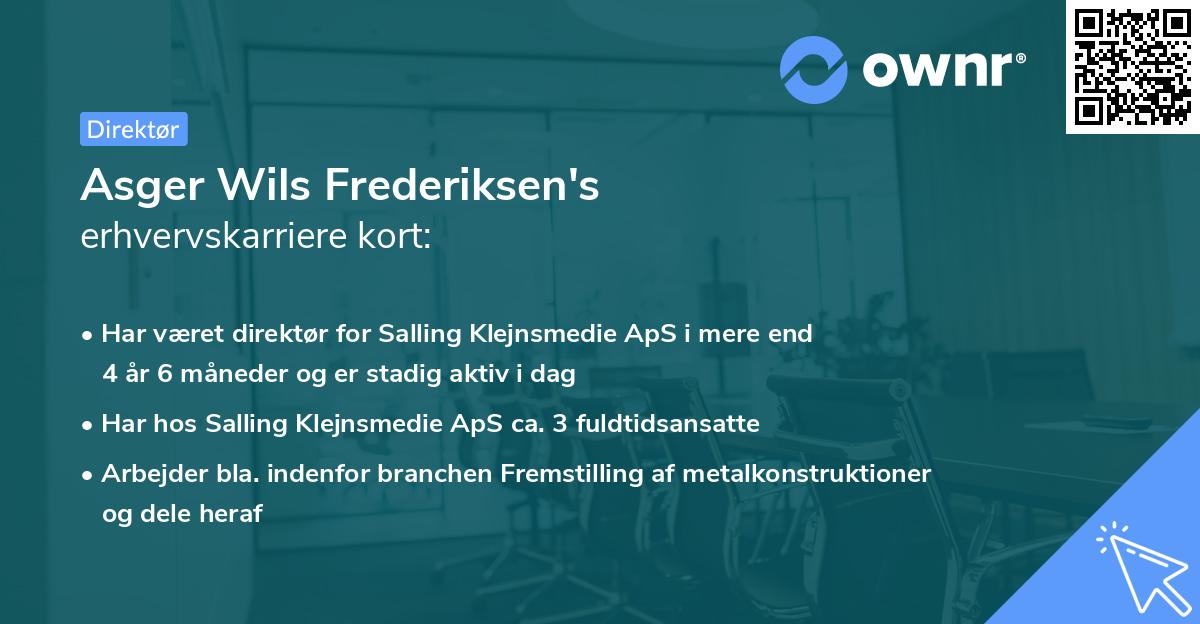 Asger Wils Frederiksen's erhvervskarriere kort
