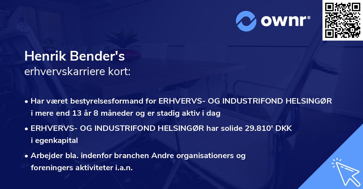 Henrik Bender's erhvervskarriere kort