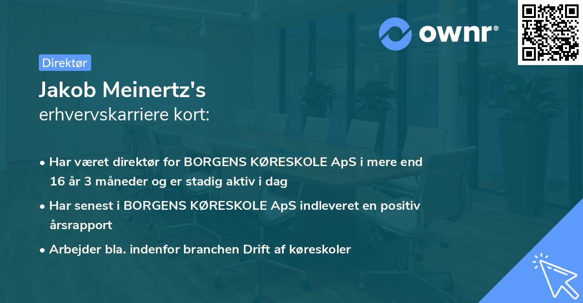 Jakob Meinertz's erhvervskarriere kort