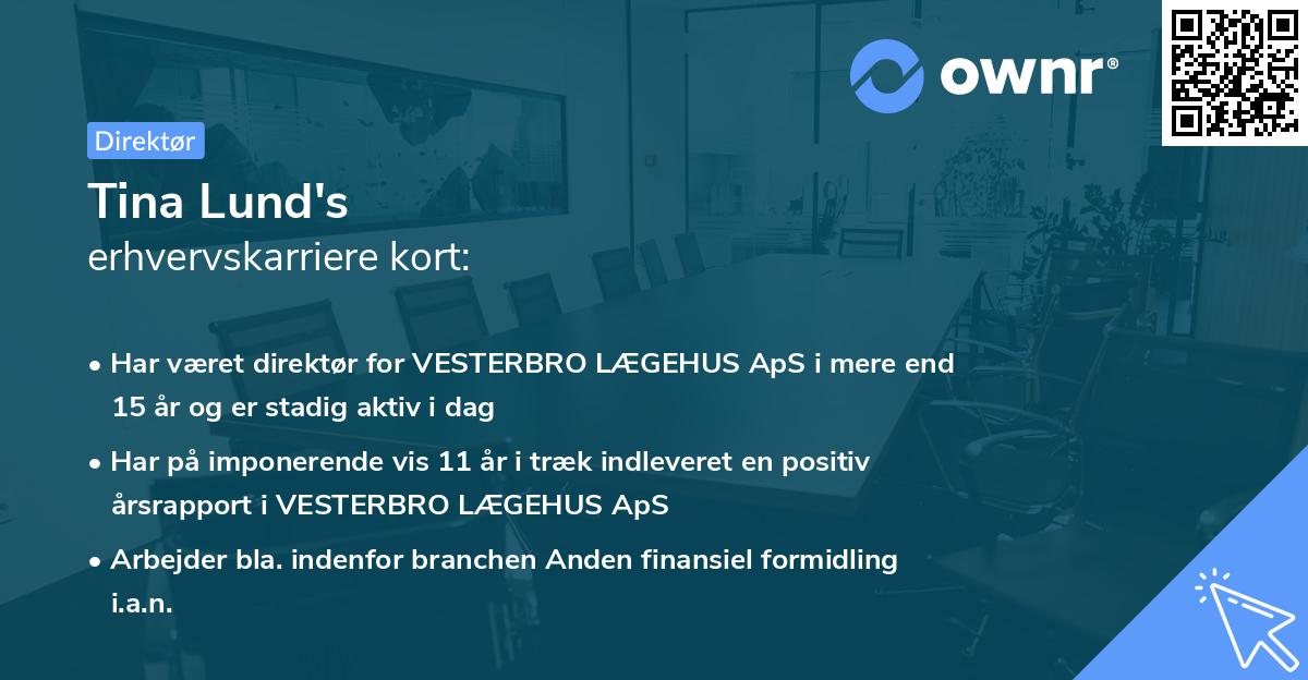 Tina Lund's erhvervskarriere kort