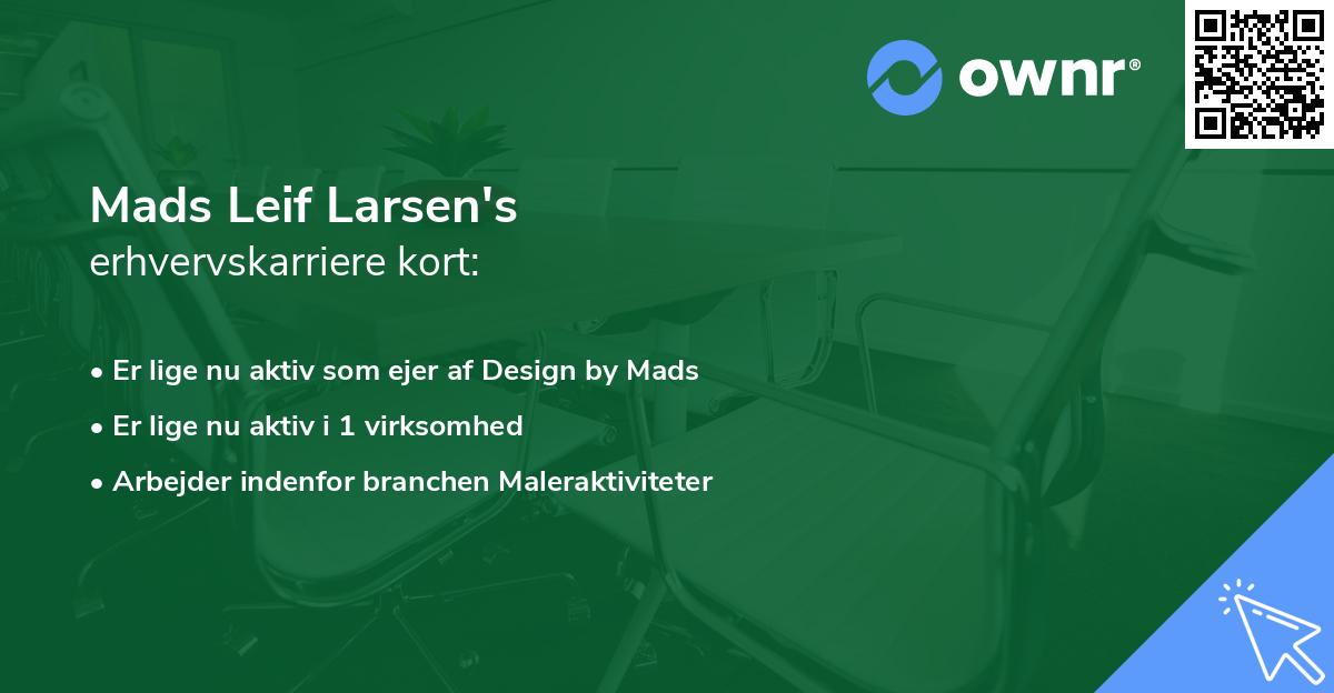 Mads Leif Larsen's erhvervskarriere kort