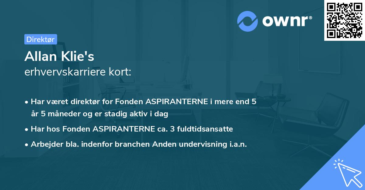Allan Klie's erhvervskarriere kort