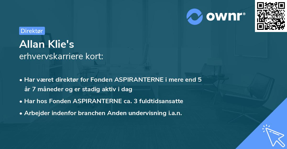 Allan Klie's erhvervskarriere kort