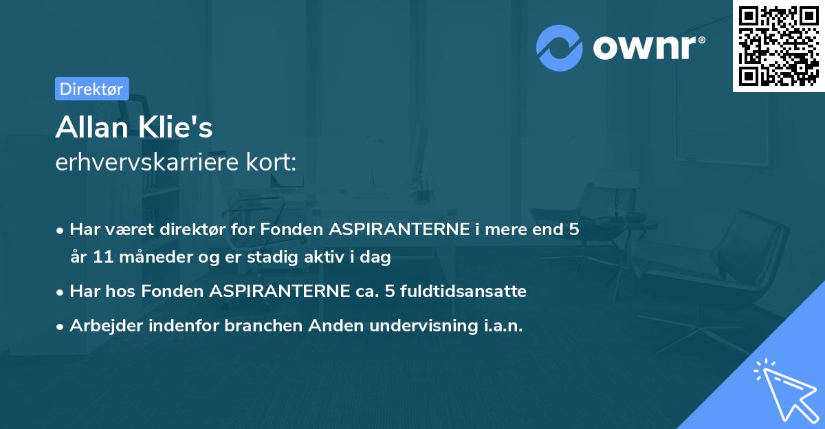 Allan Klie's erhvervskarriere kort