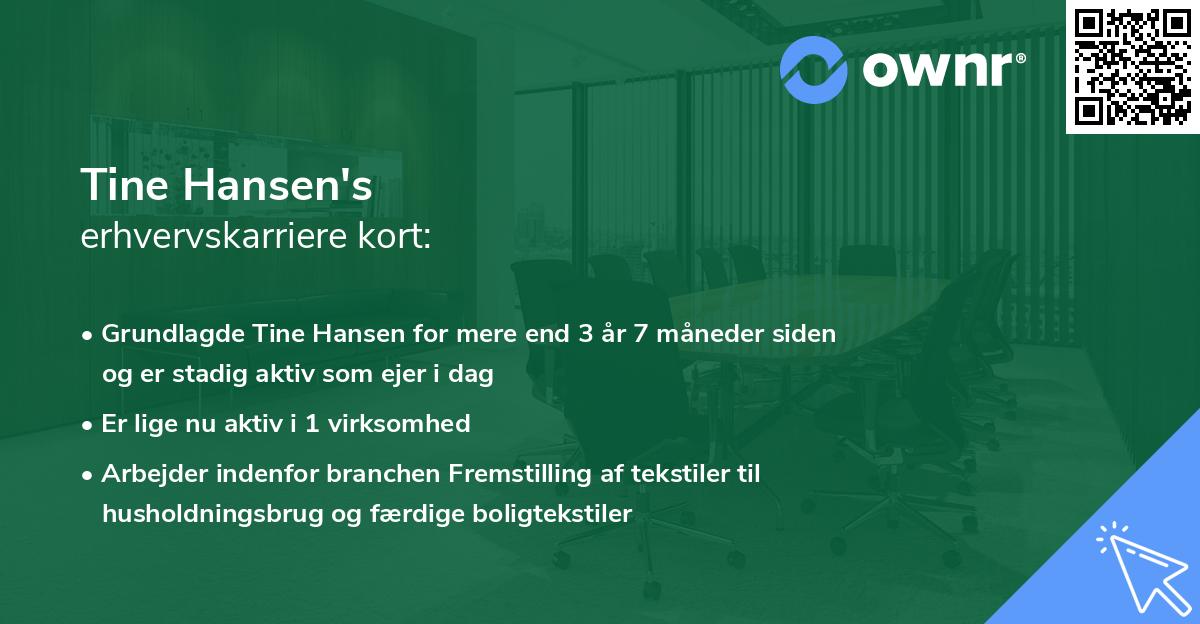 Tine Hansen's erhvervskarriere kort