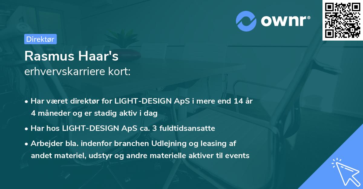 Rasmus Haar's erhvervskarriere kort
