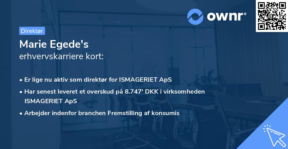 Marie Egede's erhvervskarriere kort