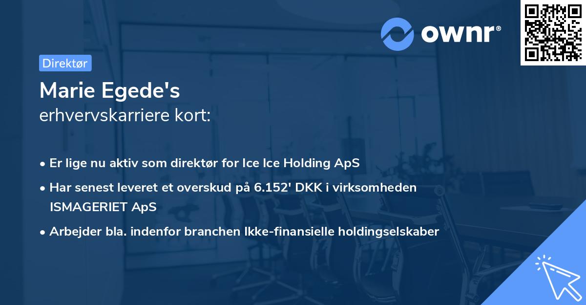 Marie Egede's erhvervskarriere kort