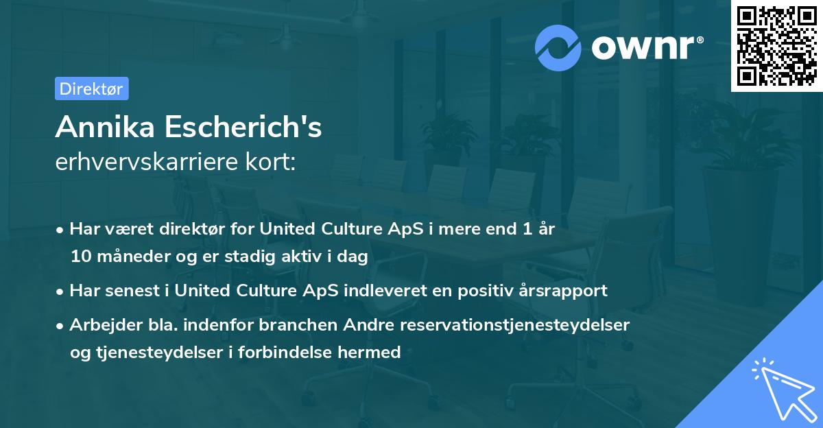 Annika Escherich's erhvervskarriere kort