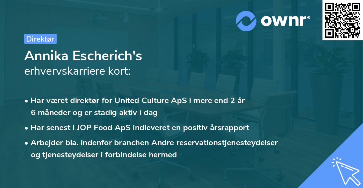 Annika Escherich's erhvervskarriere kort