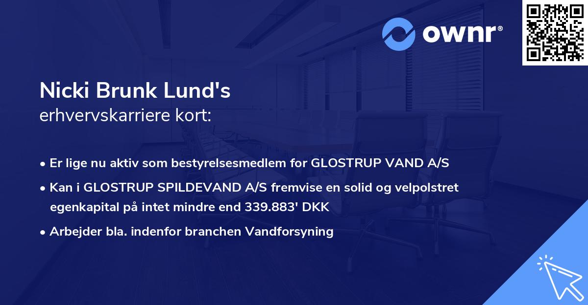 Nicki Brunk Lund's erhvervskarriere kort