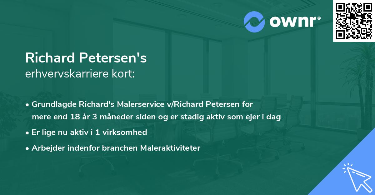 Richard Petersen's erhvervskarriere kort