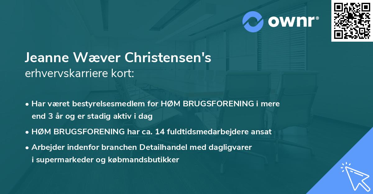 Jeanne Wæver Christensen's erhvervskarriere kort