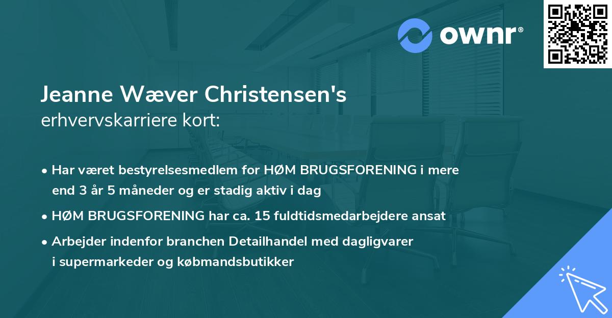 Jeanne Wæver Christensen's erhvervskarriere kort