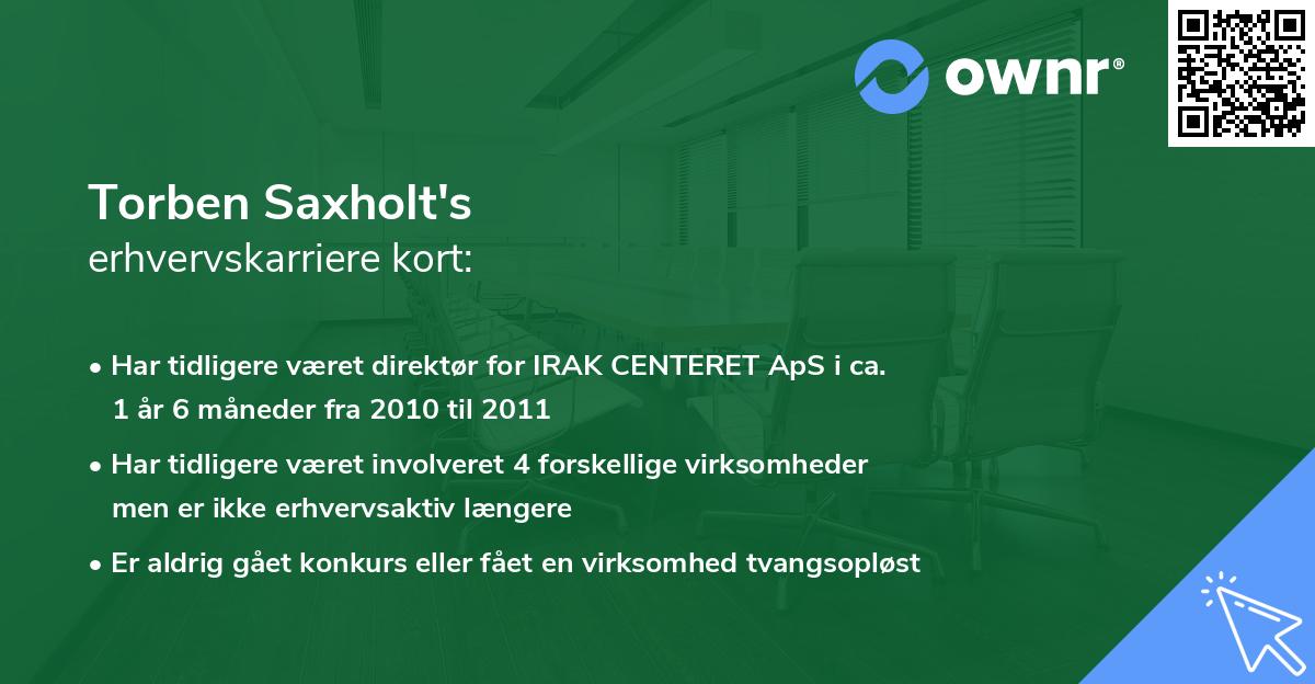 Torben Saxholt's erhvervskarriere kort