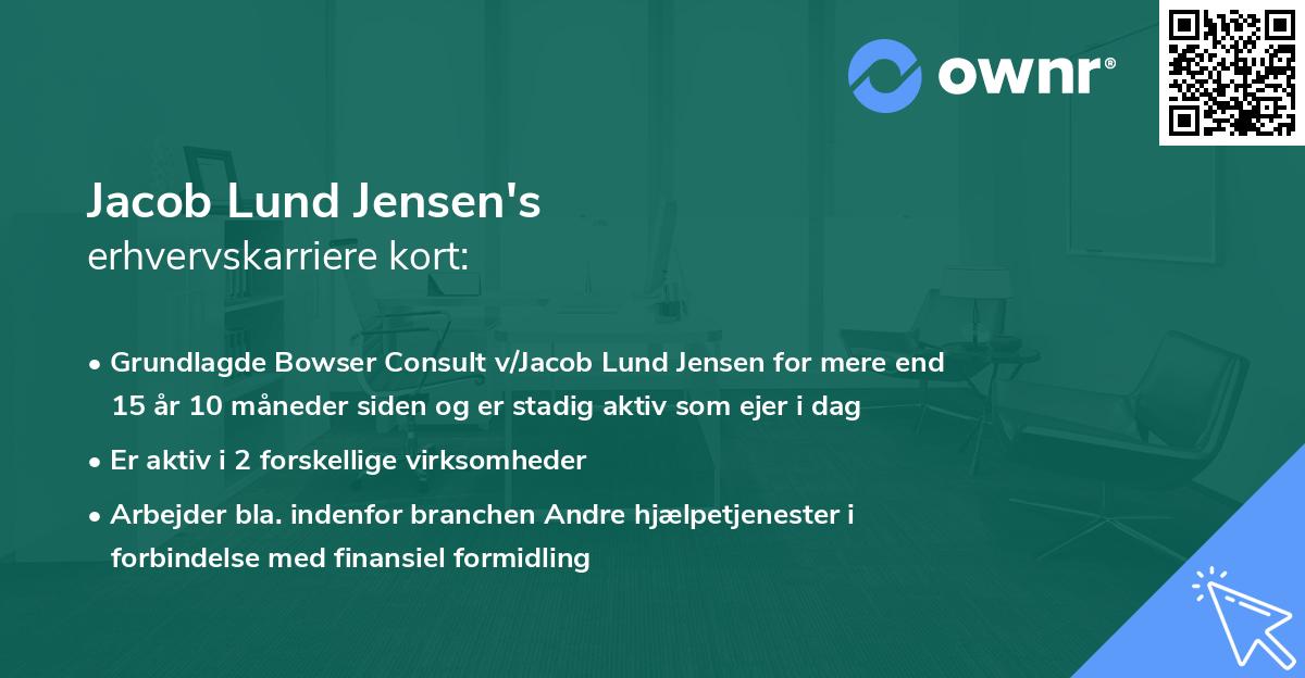 Jacob Lund Jensen's erhvervskarriere kort