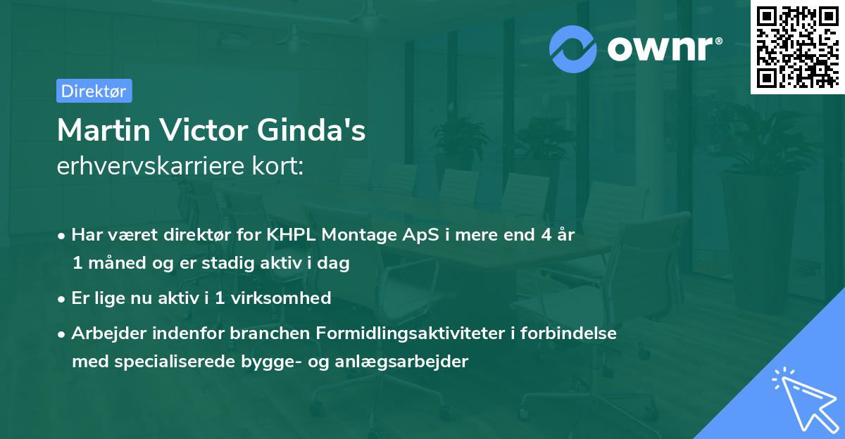 Martin Victor Ginda's erhvervskarriere kort