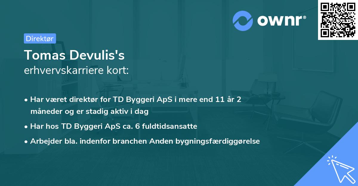 Tomas Devulis's erhvervskarriere kort