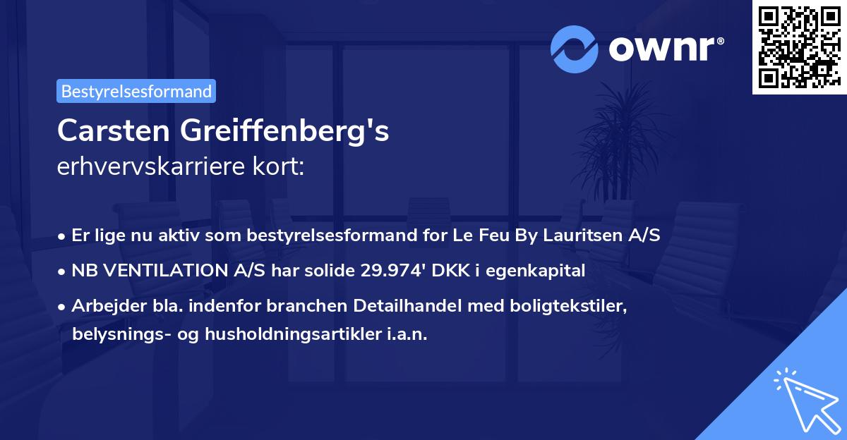 Carsten Greiffenberg's erhvervskarriere kort