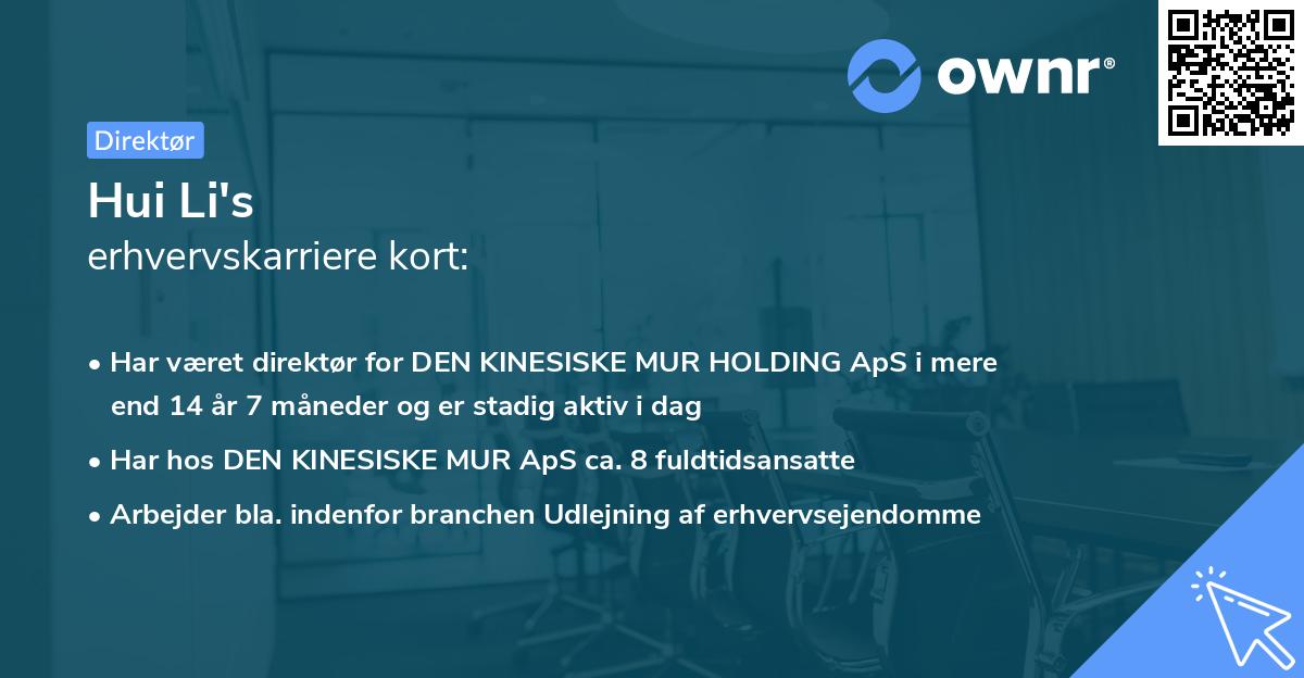 Hui Li's erhvervskarriere kort