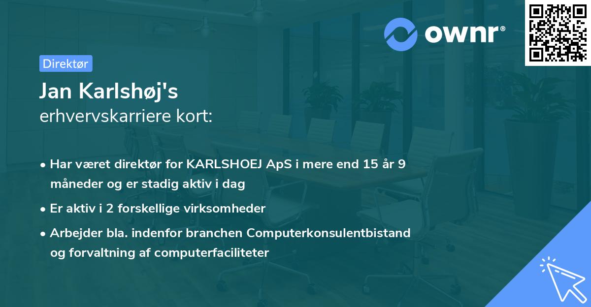 Jan Karlshøj's erhvervskarriere kort