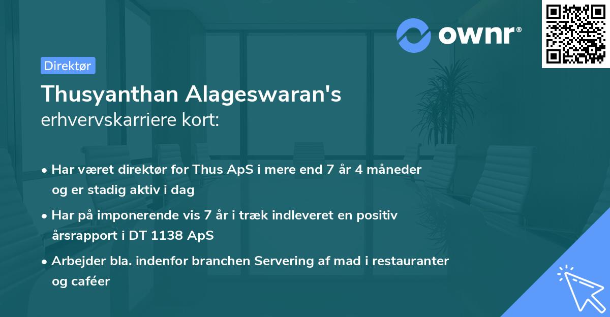 Thusyanthan Alageswaran's erhvervskarriere kort