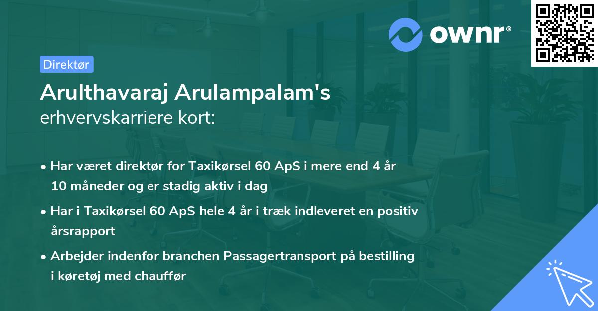 Arulthavaraj Arulampalam's erhvervskarriere kort