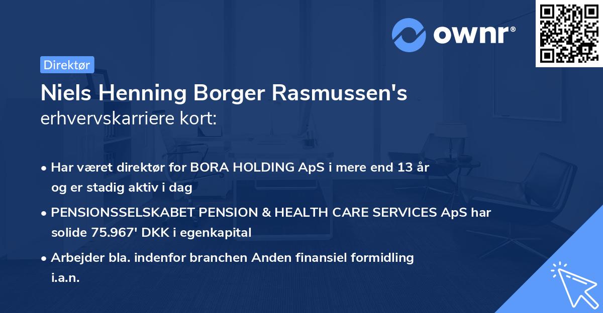 Niels Henning Borger Rasmussen's erhvervskarriere kort